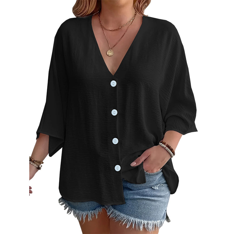 ⌛Limited-Time Offer-Women’s V-Neck Button Up Cardigan Casual Shirt – Lightweight Elegance For Effortless Everyday Style