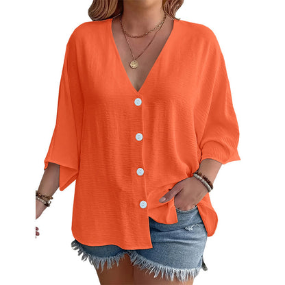 ⌛Limited-Time Offer-Women’s V-Neck Button Up Cardigan Casual Shirt – Lightweight Elegance For Effortless Everyday Style