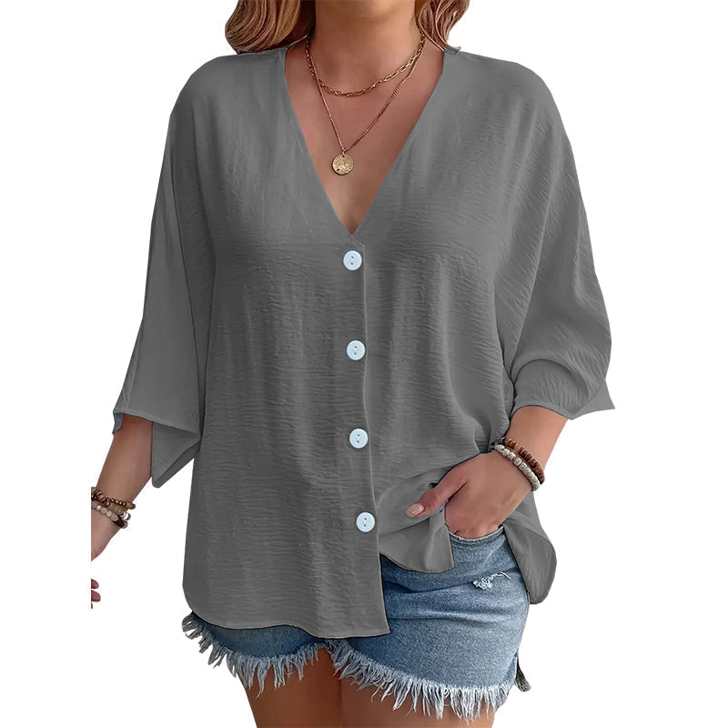 ⌛Limited-Time Offer-Women’s V-Neck Button Up Cardigan Casual Shirt – Lightweight Elegance For Effortless Everyday Style