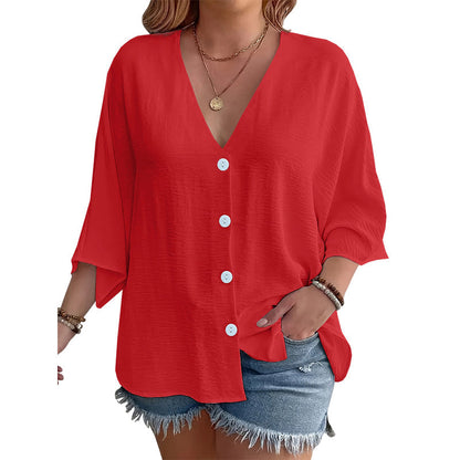 ⌛Limited-Time Offer-Women’s V-Neck Button Up Cardigan Casual Shirt – Lightweight Elegance For Effortless Everyday Style