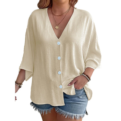 ⌛Limited-Time Offer-Women’s V-Neck Button Up Cardigan Casual Shirt – Lightweight Elegance For Effortless Everyday Style