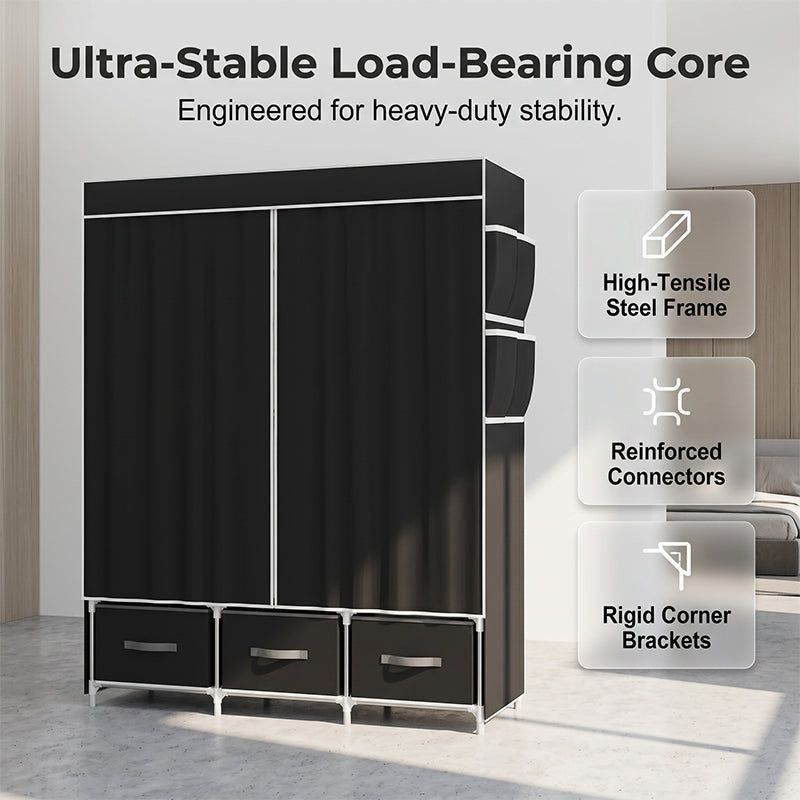 🏠Portable Wardrobe with 3 Drawers – Create A Clutter-Free Bedroom With Smart Storage Space