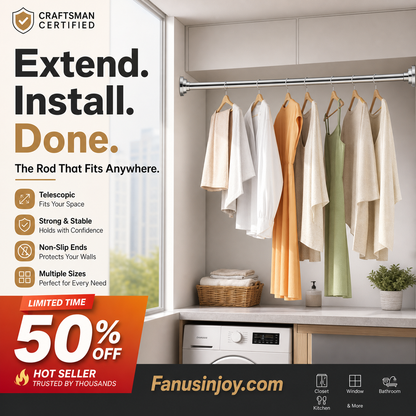 🔥50% off limited time！🥼👚 Create storage space anywhere anytime！Adjustable No-Drill Tension Rod