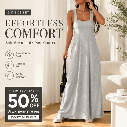 📢📢50% OFF !! ⏰Two-Piece Style Tank Maxi Dress With Side Cut-Outs– Effortless Chic Summer Style ✨