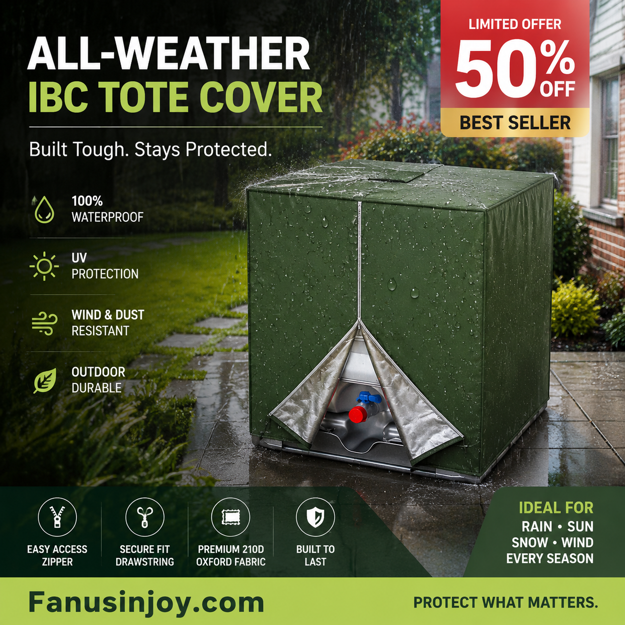 🔥Limited time 55% OFF! Safeguard your water quality! 💦Waterproof Outdoor IBC Tote Cover