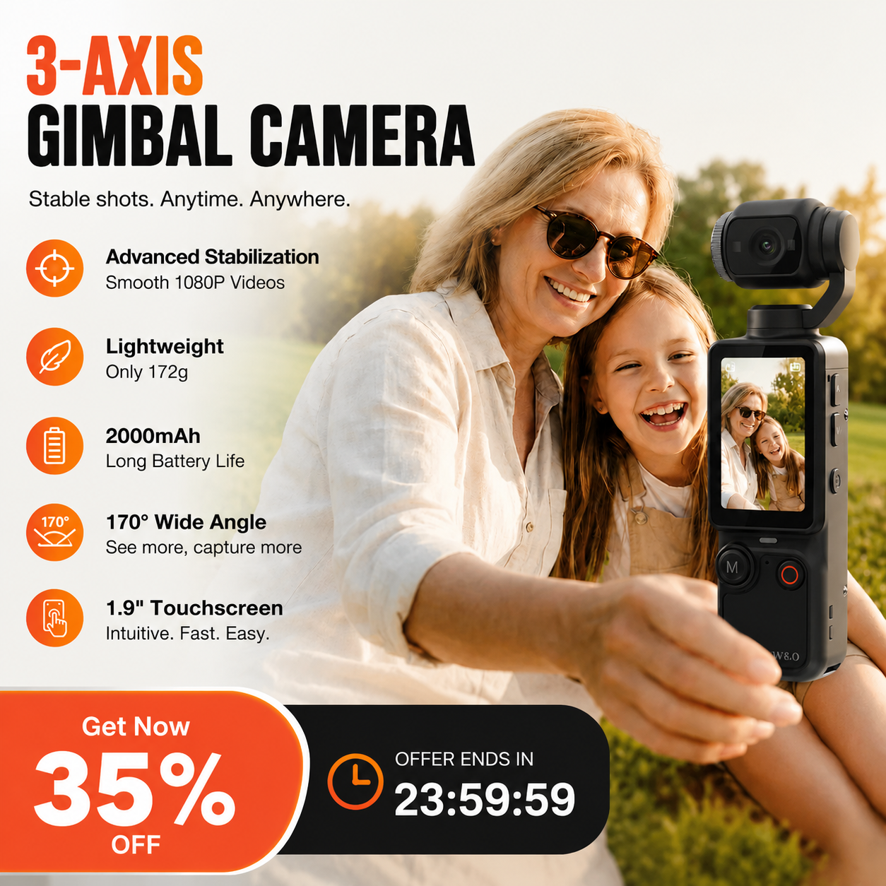 🥳2026 TOP-ANGEBOT🥳💞50.000+ VERKAUFT!📸🖐️ 50% RABATT! Taschen-Kamera mit Klappbildschirm – 1080P, 170° Weitwinkel, Anti-Shake. Leicht, 2000mAh. Dein Reisebegleiter! ✨🎥